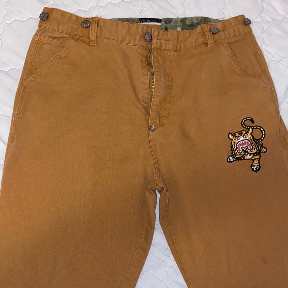 Men's Brown Pants with Tiger Patch